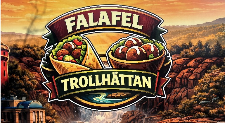 Tecknad bild på en tallrik Falaffel