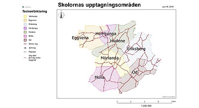 Skolornas placeringsområdet skolskjuts